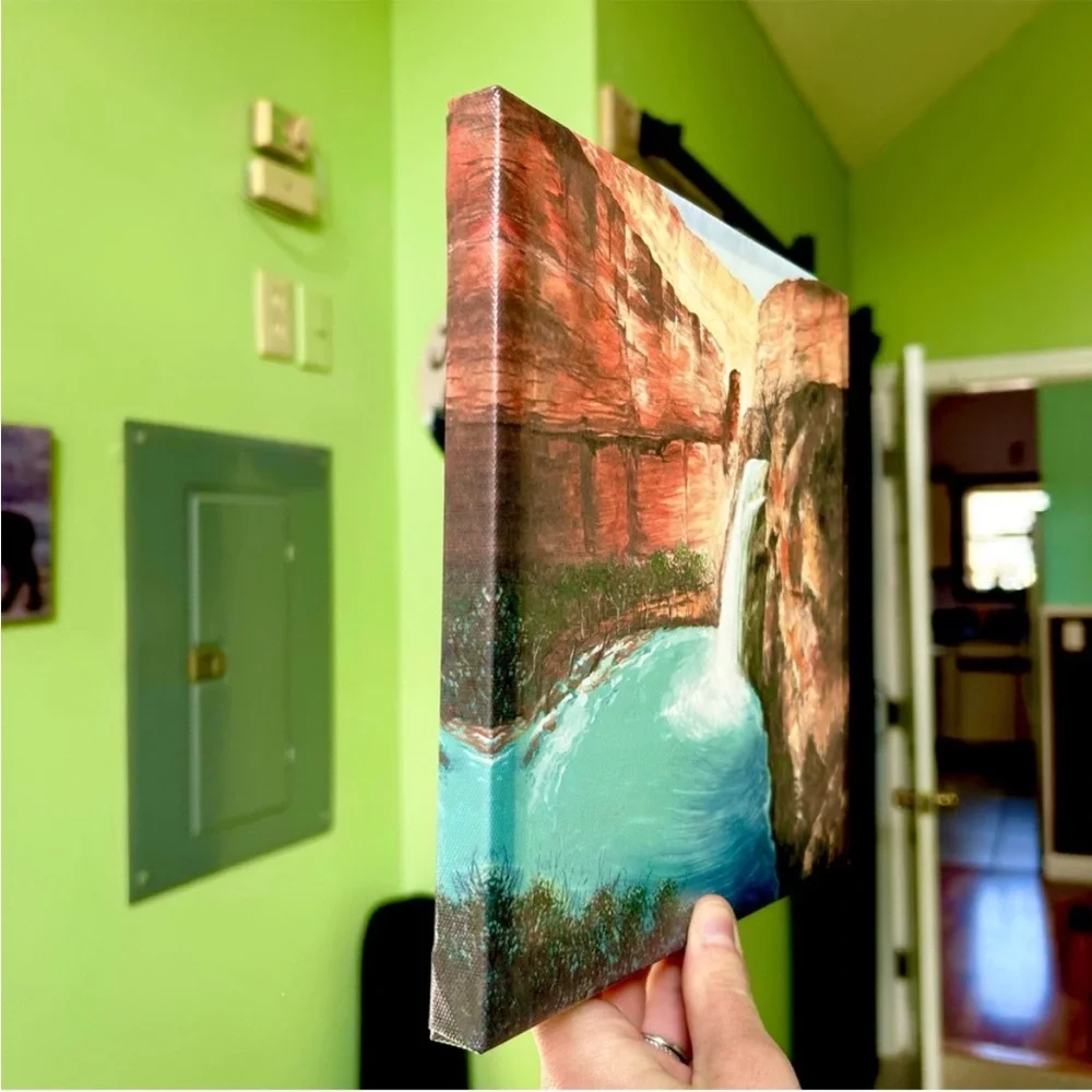 Canyon Adventure Hippie Canvas Mountains Waterfall Wall Decor Art